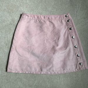 Pink mauve suede skirt A-line mod XS
